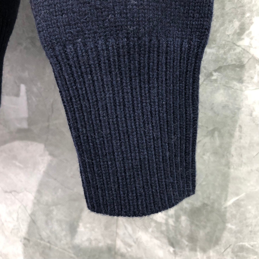 THOM BROWNE 条纹提花羊毛毛衣 针织衫 长袖 蓝色 灰色 白色 藏青色 MKA330A-Y1502-415