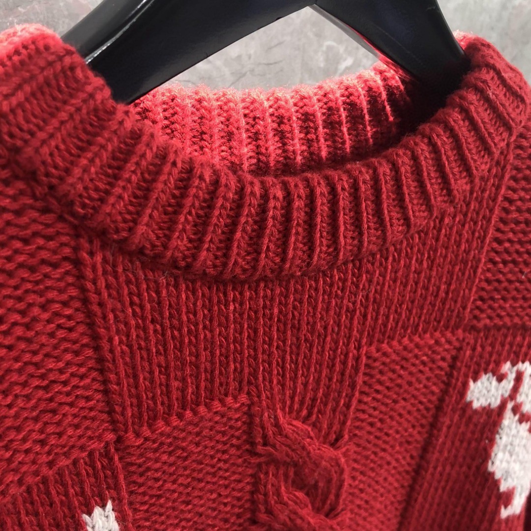 THOM BROWNE 小狗图案套头毛衣 针织衫 长袖 女款 红色 藏青色 白色