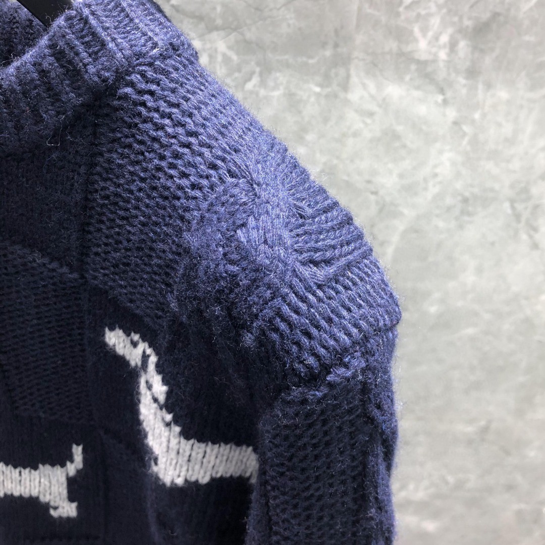 THOM BROWNE 小狗图案套头毛衣 针织衫 长袖 女款 红色 藏青色 白色