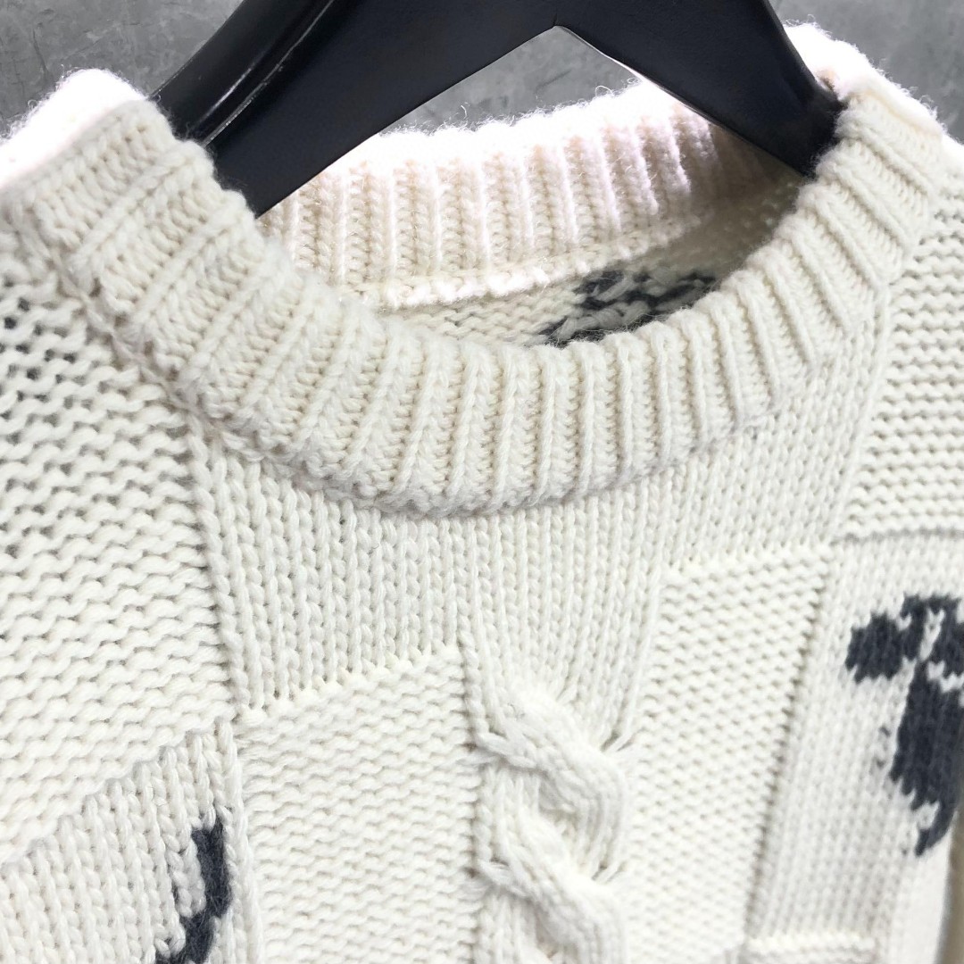 THOM BROWNE 小狗图案套头毛衣 针织衫 长袖 女款 红色 藏青色 白色