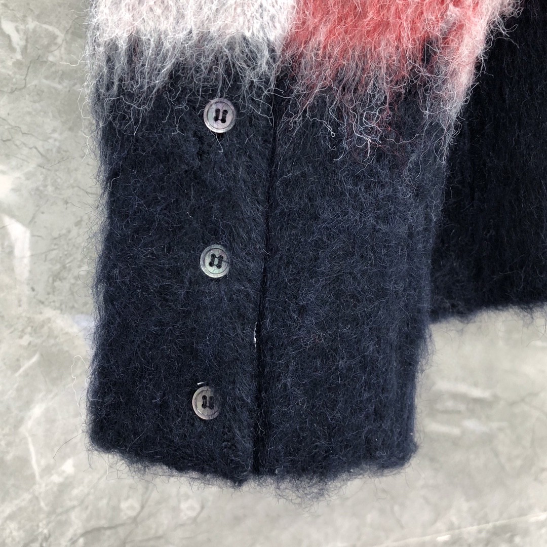 THOM BROWNE 马海毛格子套头毛衣 长袖 灰色 红色