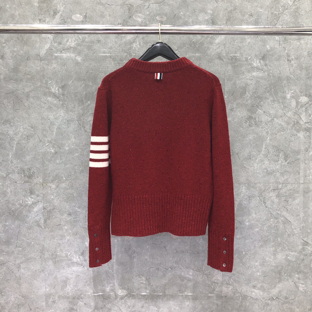 THOM BROWNE 经典条纹羊绒圆领毛衣 针织衫 长袖 藏青色 红色 黄色 蓝色 深灰色 浅灰色