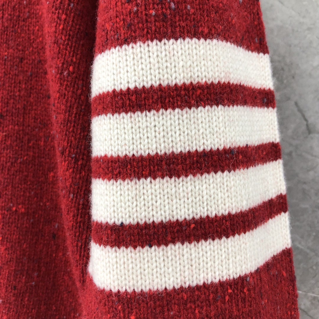 THOM BROWNE 经典条纹羊绒圆领毛衣 针织衫 长袖 藏青色 红色 黄色 蓝色 深灰色 浅灰色
