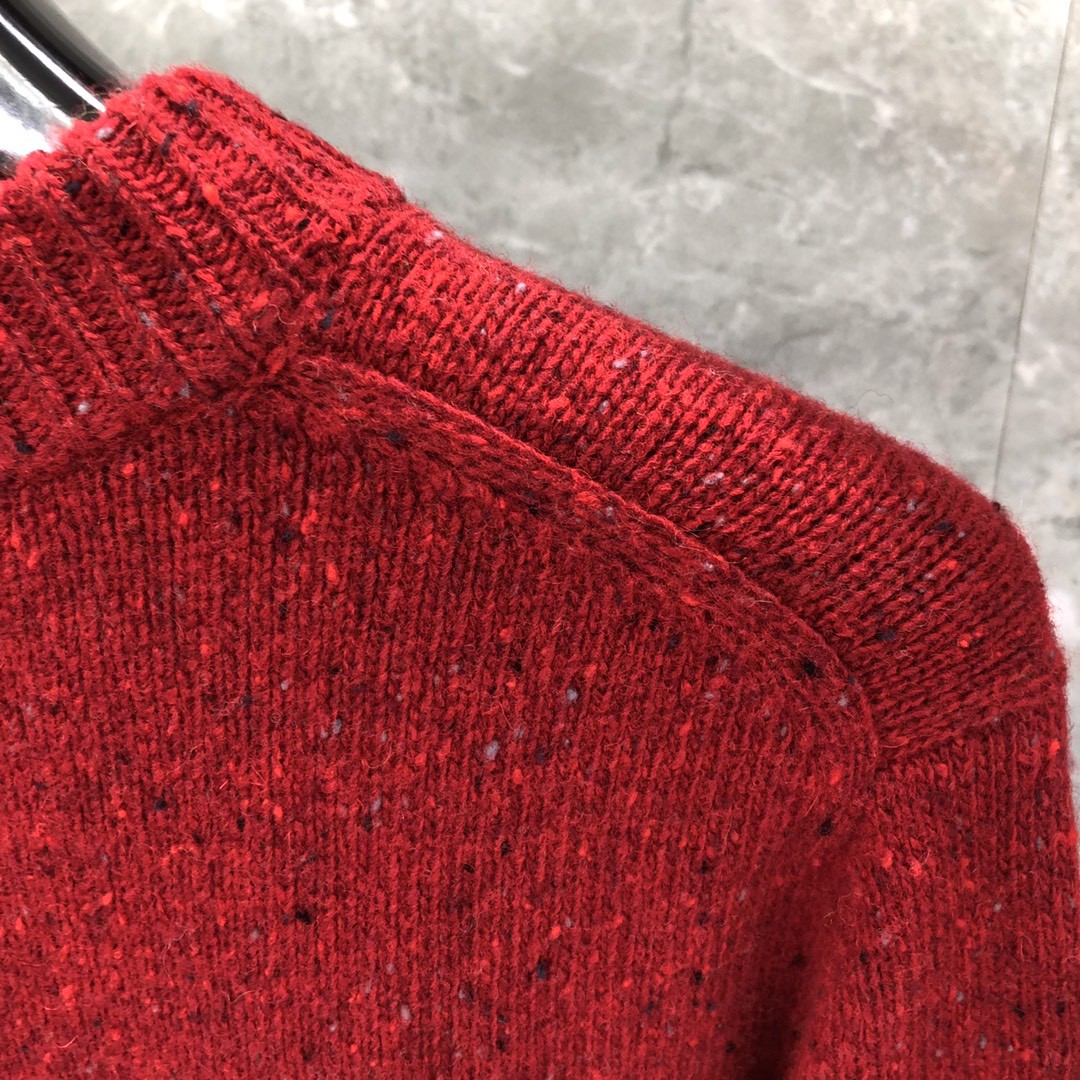 THOM BROWNE 经典条纹羊绒圆领毛衣 针织衫 长袖 藏青色 红色 黄色 蓝色 深灰色 浅灰色