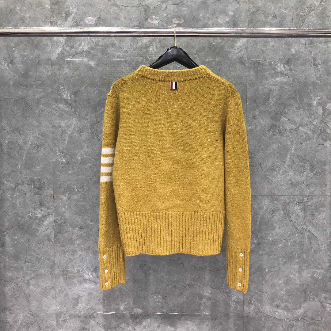 THOM BROWNE 经典条纹羊绒圆领毛衣 针织衫 长袖 藏青色 红色 黄色 蓝色 深灰色 浅灰色