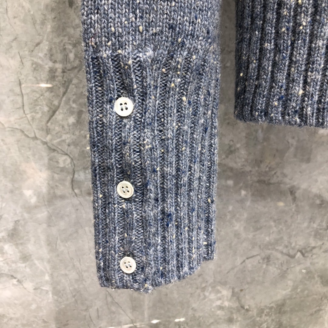 THOM BROWNE 经典条纹羊绒圆领毛衣 针织衫 长袖 藏青色 红色 黄色 蓝色 深灰色 浅灰色