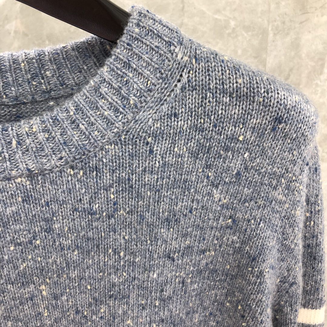 THOM BROWNE 经典条纹羊绒圆领毛衣 针织衫 长袖 藏青色 红色 黄色 蓝色 深灰色 浅灰色