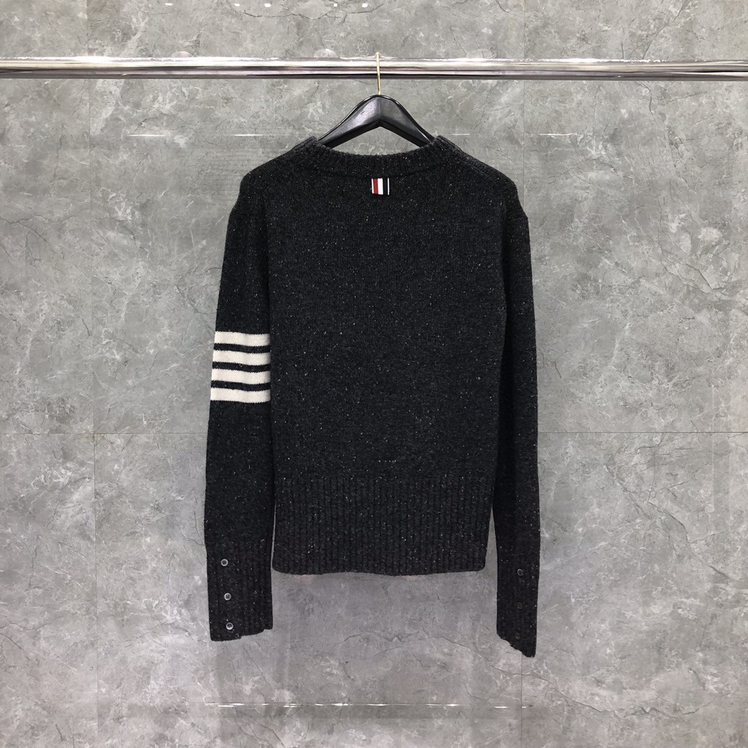 THOM BROWNE 经典条纹羊绒圆领毛衣 针织衫 长袖 藏青色 红色 黄色 蓝色 深灰色 浅灰色