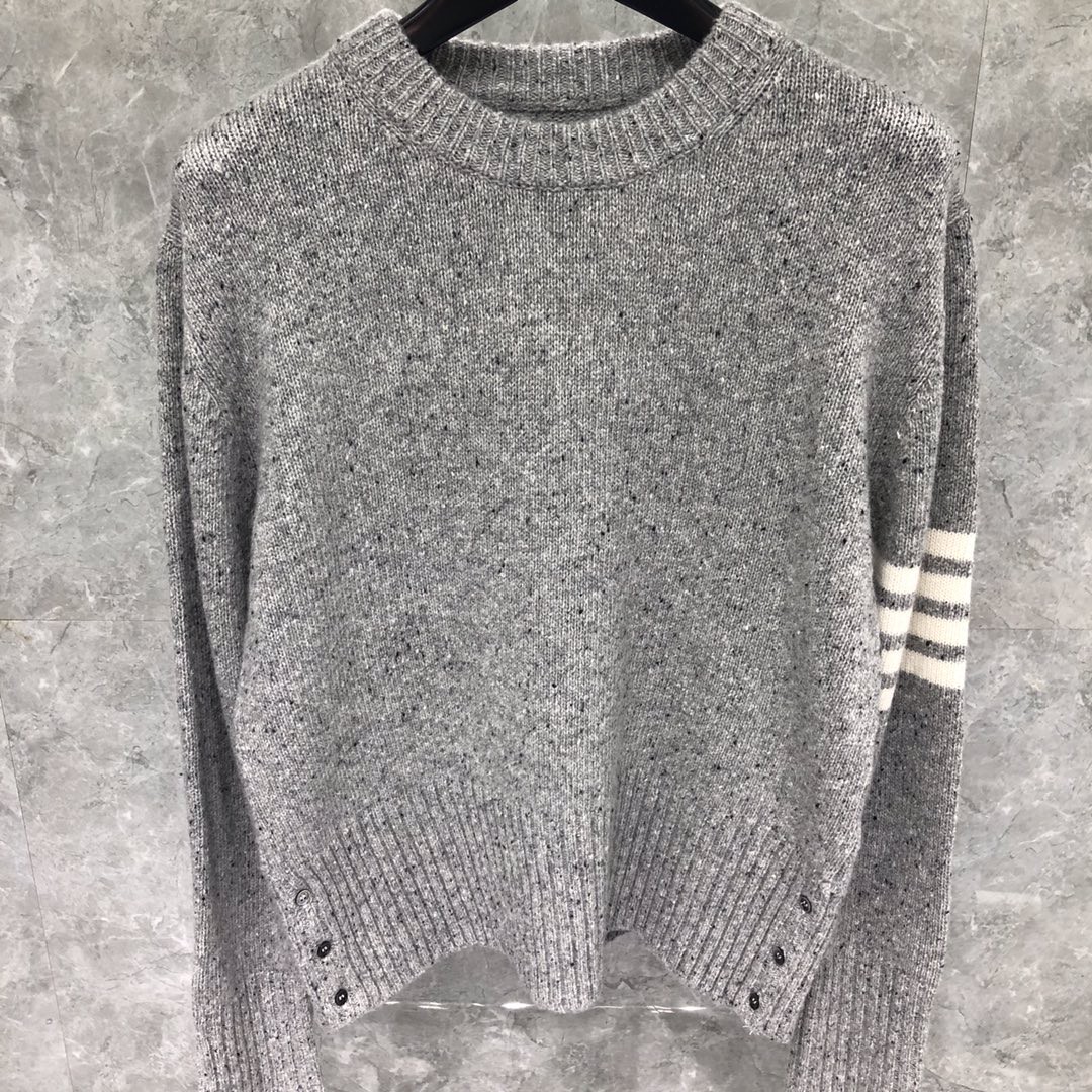 THOM BROWNE 经典条纹羊绒圆领毛衣 针织衫 长袖 藏青色 红色 黄色 蓝色 深灰色 浅灰色