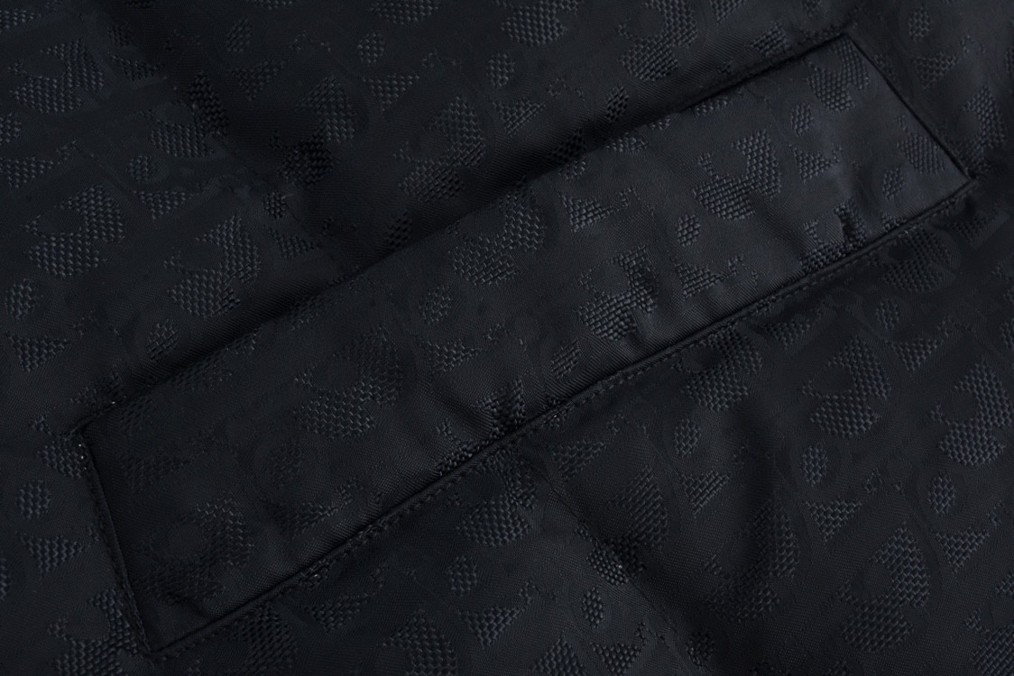 DIOR 迪奥 暗纹提花单排扣立领马甲 背心 羽绒服 外套 夹克 黑色 513C415A6479-C989