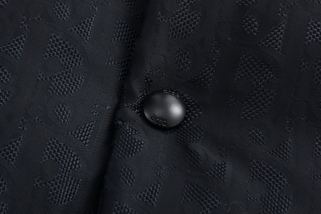 DIOR 迪奥 暗纹提花单排扣立领马甲 背心 羽绒服 外套 夹克 黑色 513C415A6479-C989