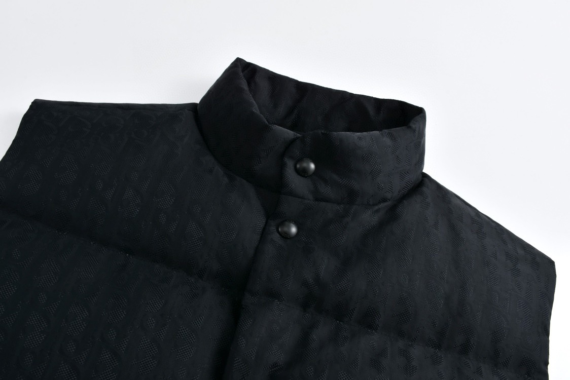DIOR 迪奥 暗纹提花单排扣立领马甲 背心 羽绒服 外套 夹克 黑色 513C415A6479-C989