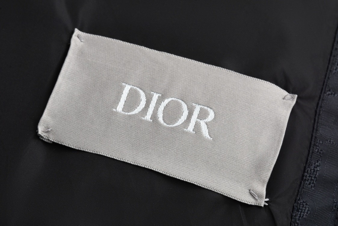 DIOR 迪奥 暗纹提花翻领羽绒服 外套 夹克 长袖 黑色 515C414A6479-C989