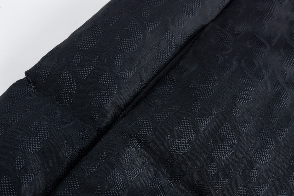 DIOR 迪奥 暗纹提花翻领羽绒服 外套 夹克 长袖 黑色 515C414A6479-C989