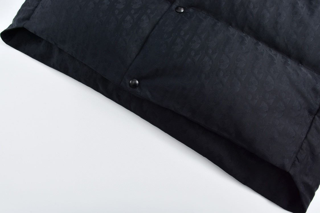DIOR 迪奥 暗纹提花翻领羽绒服 外套 夹克 长袖 黑色 515C414A6479-C989