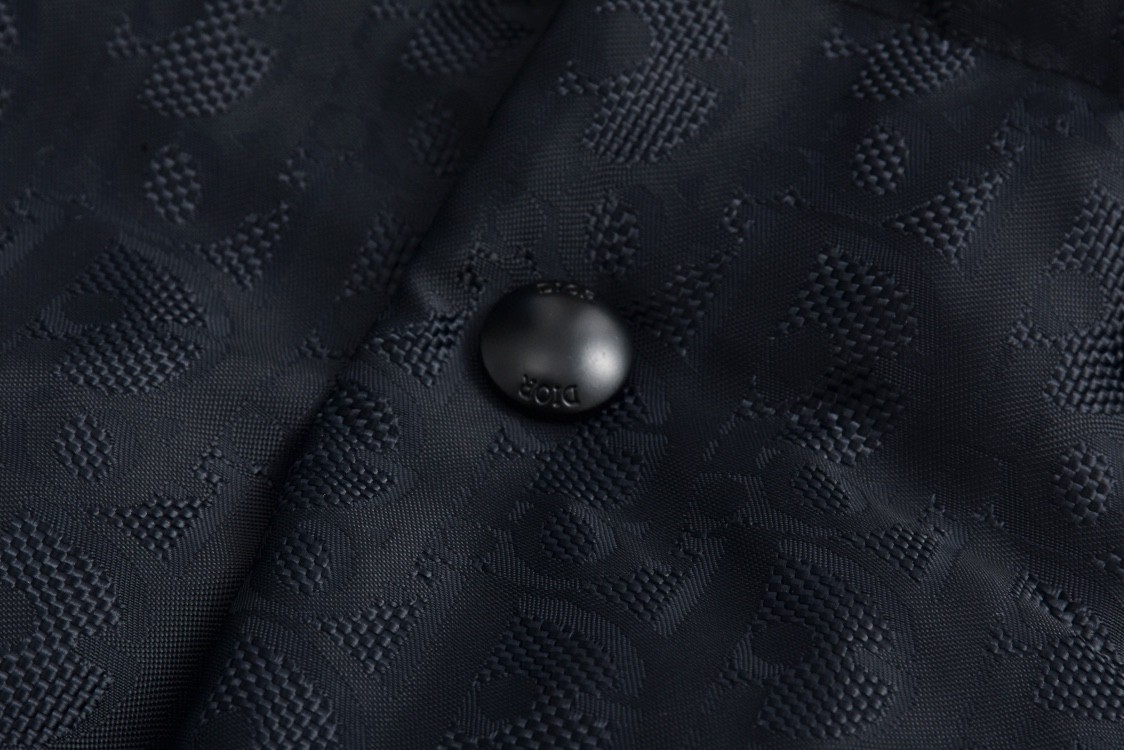 DIOR 迪奥 暗纹提花翻领羽绒服 外套 夹克 长袖 黑色 515C414A6479-C989