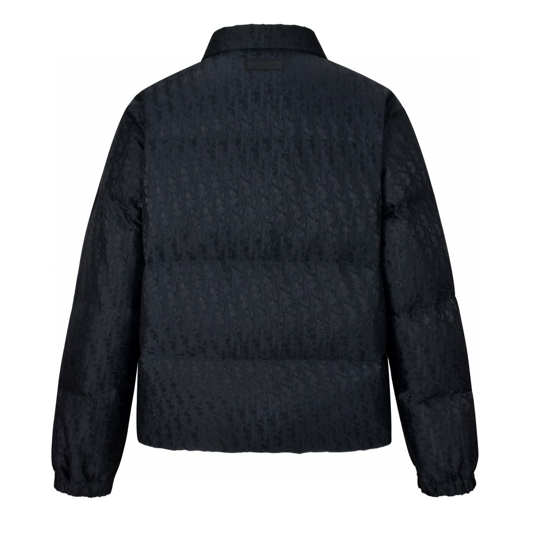 DIOR 迪奥 暗纹提花翻领羽绒服 外套 夹克 长袖 黑色 515C414A6479-C989