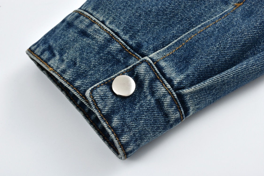 MIU MIU 缪缪 灯芯绒领logo徽标牛仔外套 棉服 夹克 外套 长袖 蓝色 GWB234-1575-F0008-S-OOO