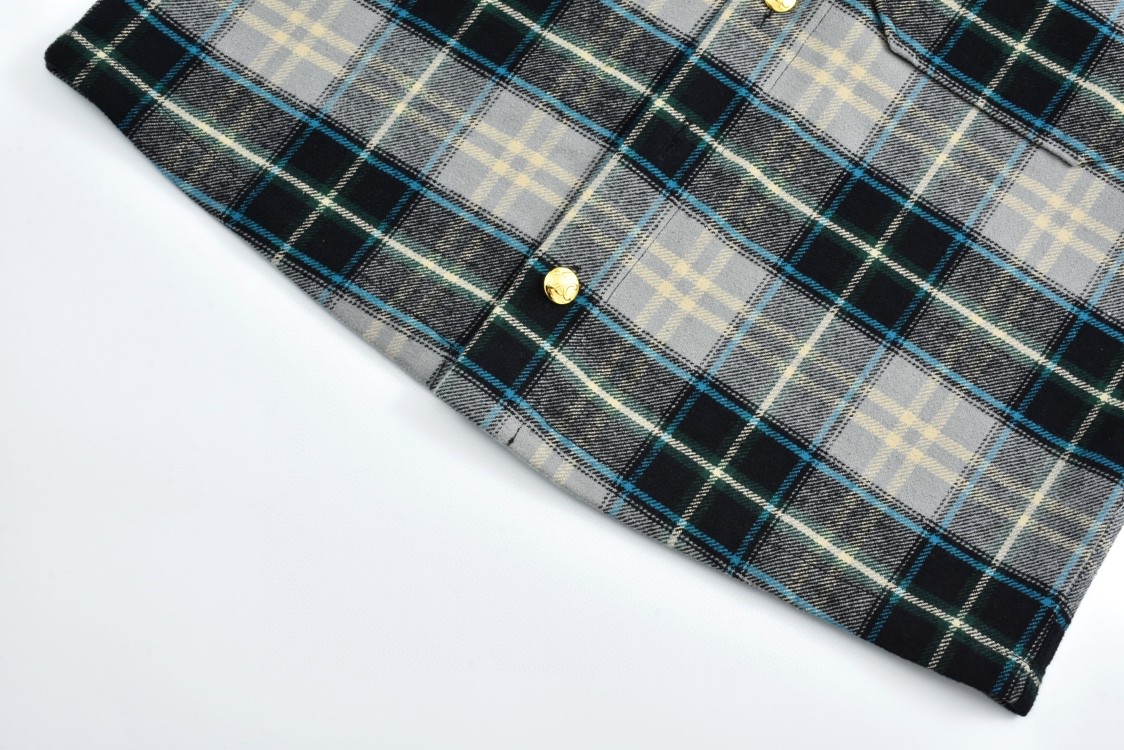 CELINE 赛琳 法兰绒格子衬衫 外套 长袖 2V55L377T-09NV