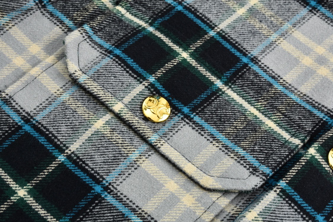 CELINE 赛琳 法兰绒格子衬衫 外套 长袖 2V55L377T-09NV