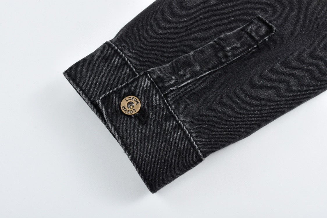 LOEWE 罗意威 镂空logo印花牛仔外套 夹克 长袖 黑色 H526Y50W18-1100