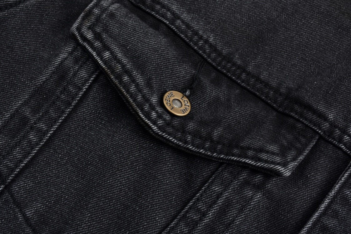 LOEWE 罗意威 镂空logo印花牛仔外套 夹克 长袖 黑色 H526Y50W18-1100