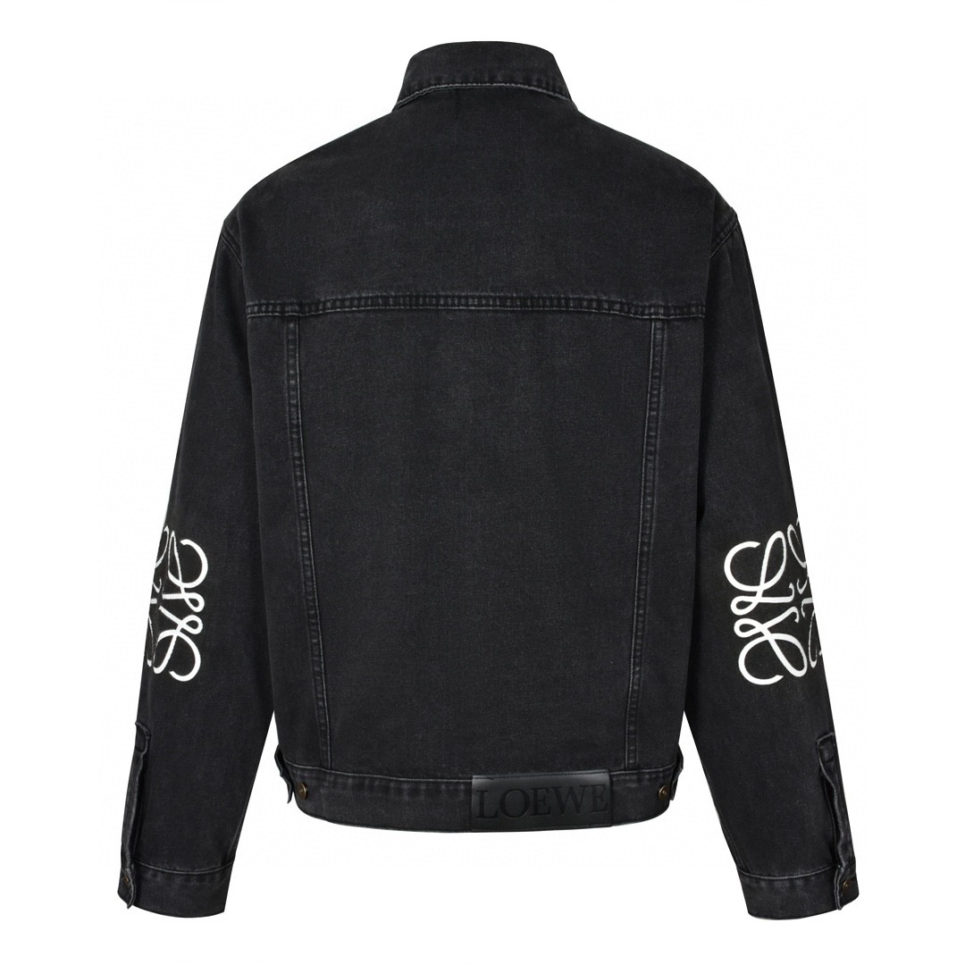 LOEWE 罗意威 镂空logo印花牛仔外套 夹克 长袖 黑色 H526Y50W18-1100