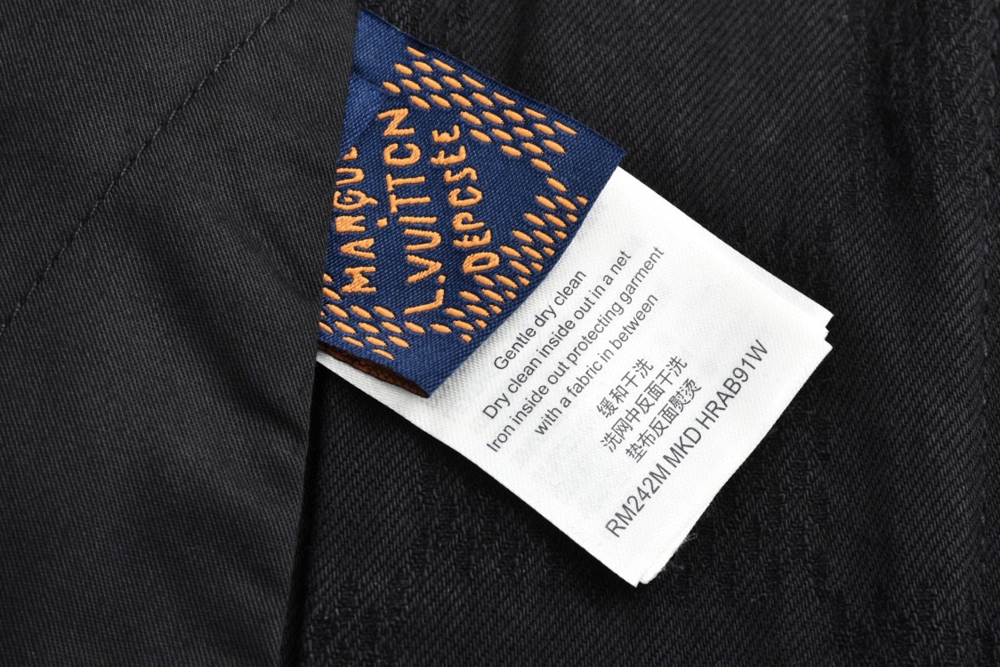 LOUIS VUITTON 路易威登 暗纹棋盘格牛仔外套 夹克 外套 长袖 黑色 