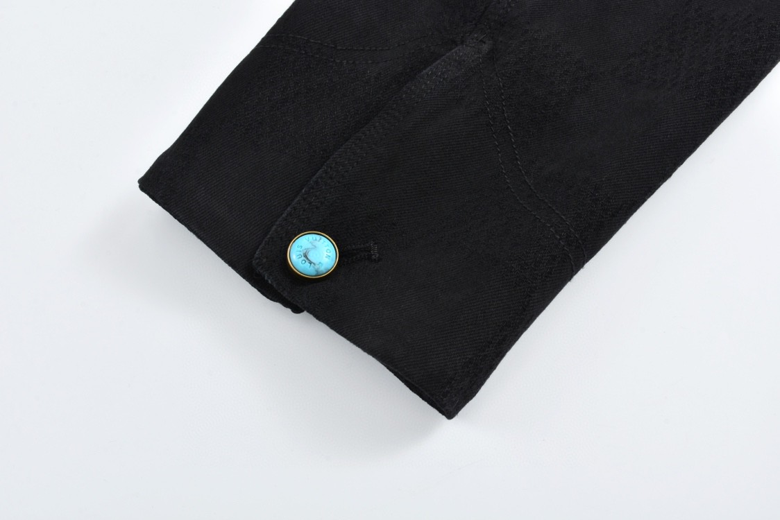 LOUIS VUITTON 路易威登 暗纹棋盘格牛仔外套 夹克 外套 长袖 黑色 