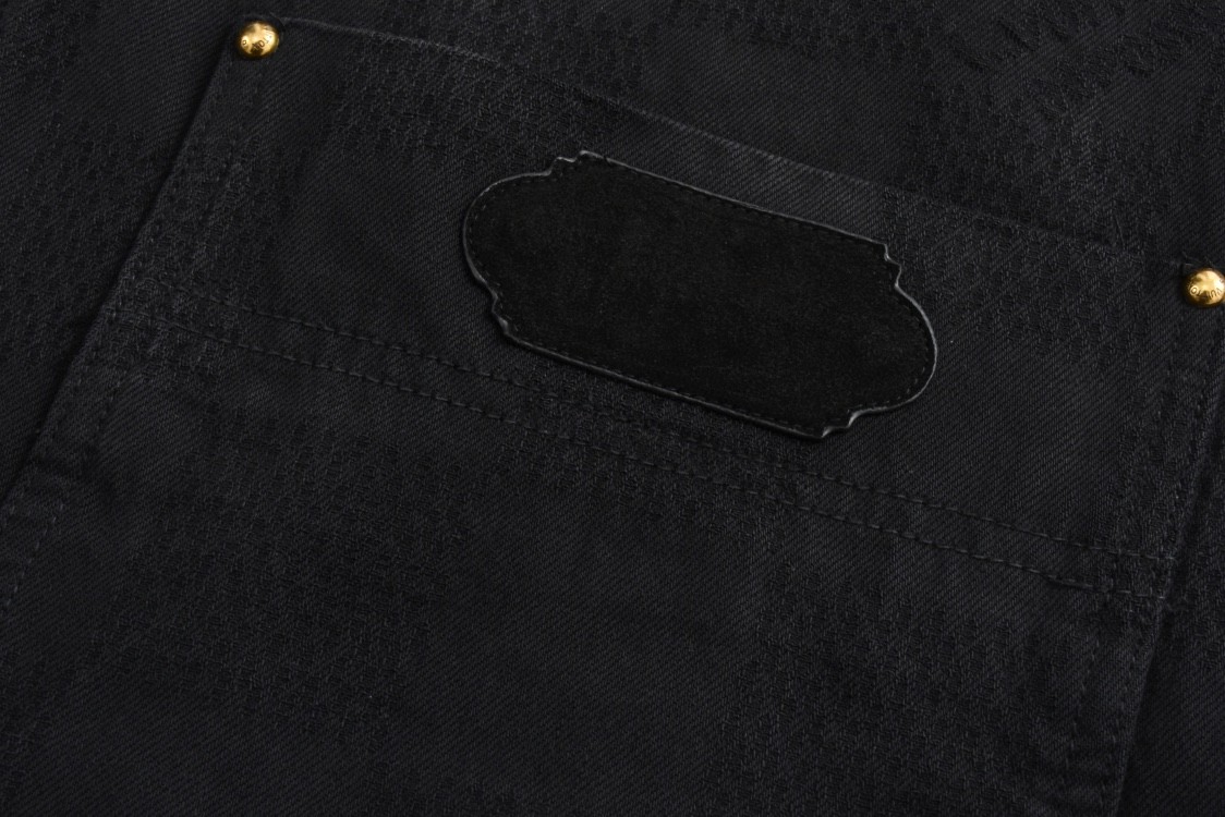 LOUIS VUITTON 路易威登 暗纹棋盘格牛仔外套 夹克 外套 长袖 黑色 