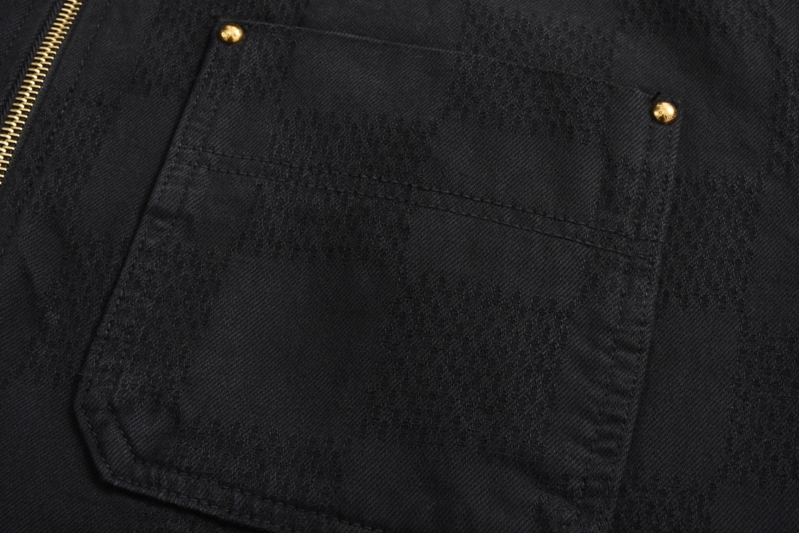 LOUIS VUITTON 路易威登 暗纹棋盘格牛仔外套 夹克 外套 长袖 黑色 