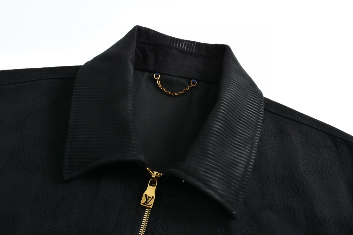 LOUIS VUITTON 路易威登 暗纹棋盘格牛仔外套 夹克 外套 长袖 黑色 