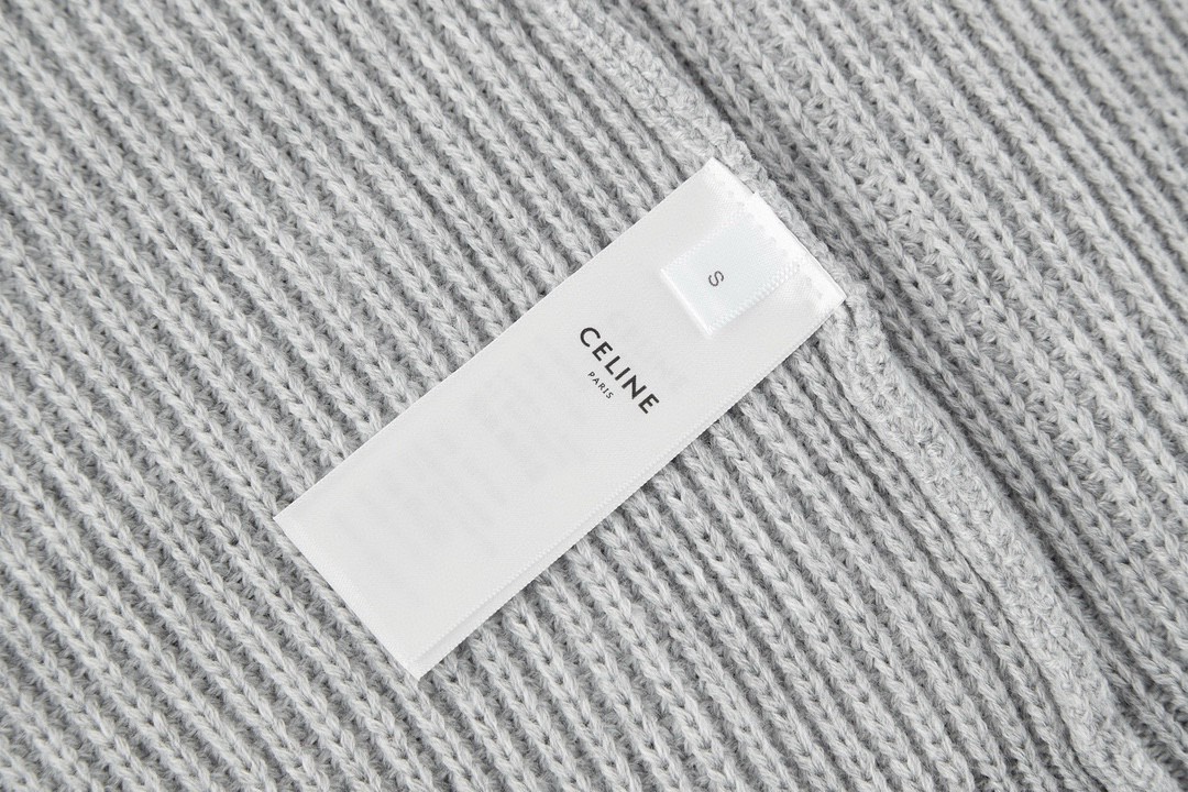 CELINE 赛琳 字母logo印花圆领毛衣 针织衫 外套 长袖 灰色 黑色 2A19R423P-08GC