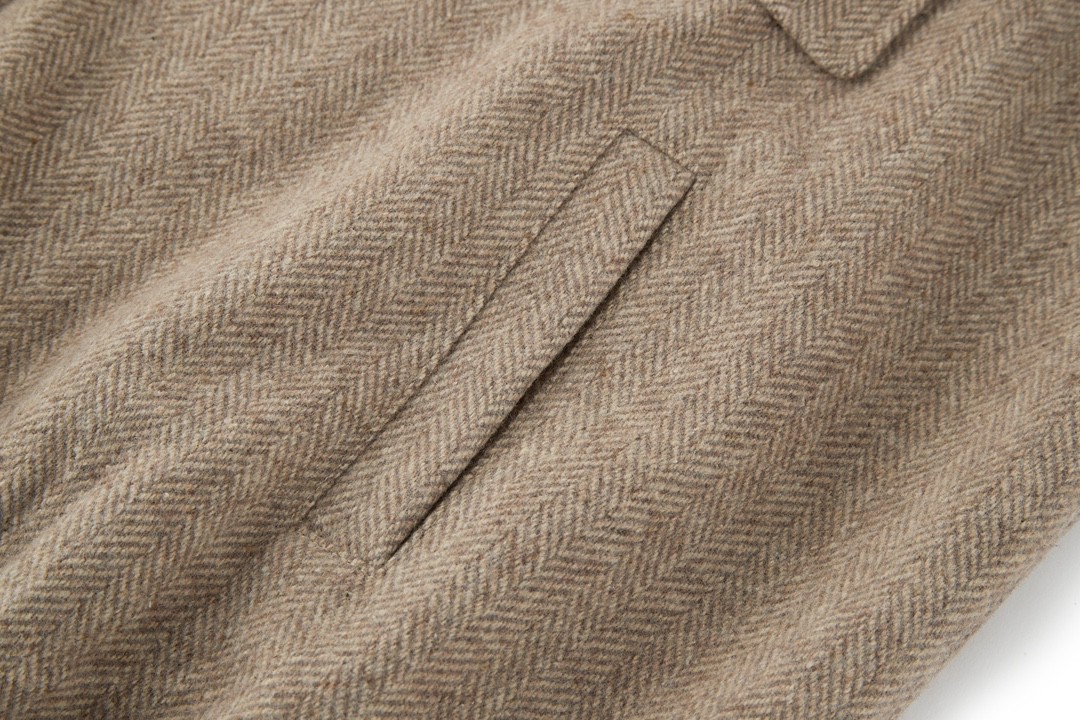 MIU MIU 缪缪 人字斜纹羊毛logo徽标拉链夹克 外套 长袖 卡其色 ML943-15PM-F0241-S-232