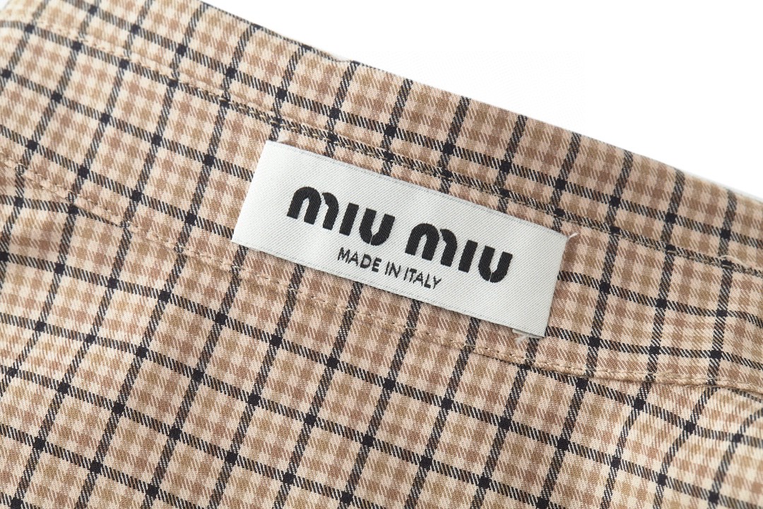 MIU MIU 缪缪 格纹字母logo徽标衬衫 外套 长袖 MK1842-142L-F0065-S-OOO