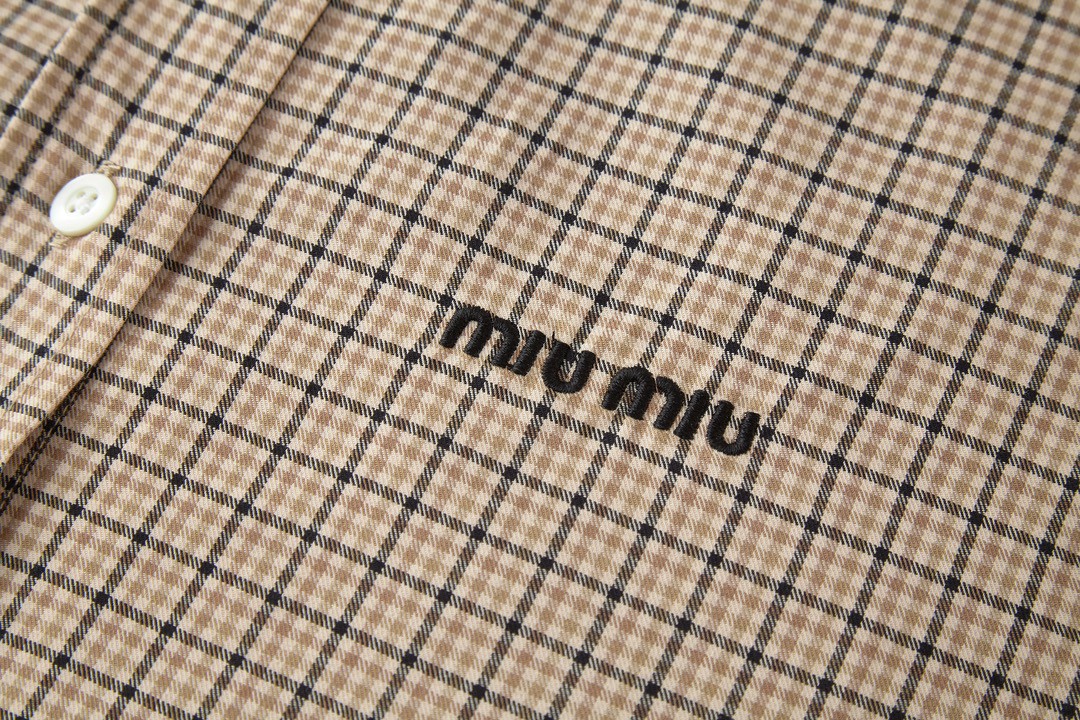 MIU MIU 缪缪 格纹字母logo徽标衬衫 外套 长袖 MK1842-142L-F0065-S-OOO