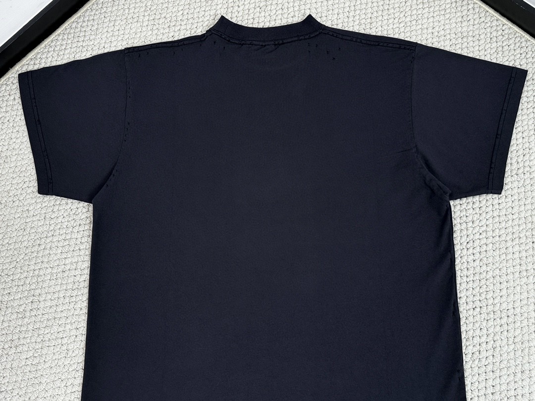 Balenciaga 巴黎世家 做旧破洞字母logo印花圆领短袖 T恤 夏季 白色 黑色 787349TRVS81013
