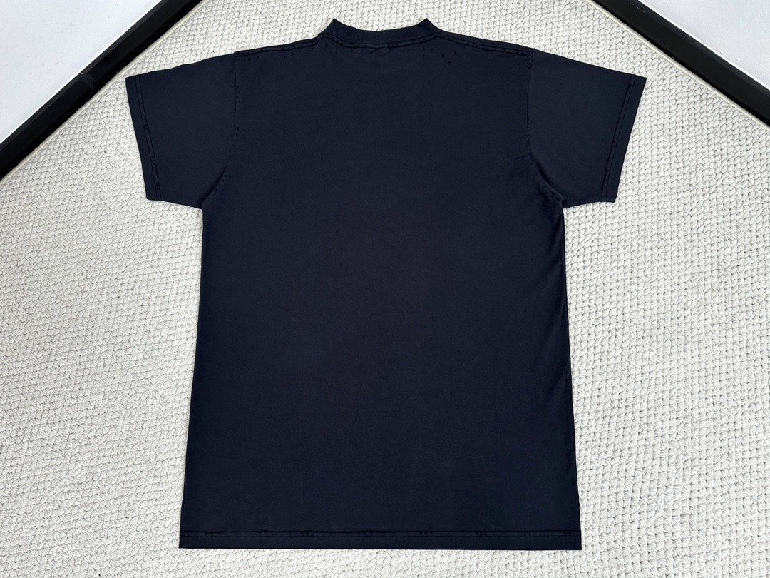Balenciaga 巴黎世家 做旧破洞字母logo印花圆领短袖 T恤 夏季 白色 黑色 787349TRVS81013