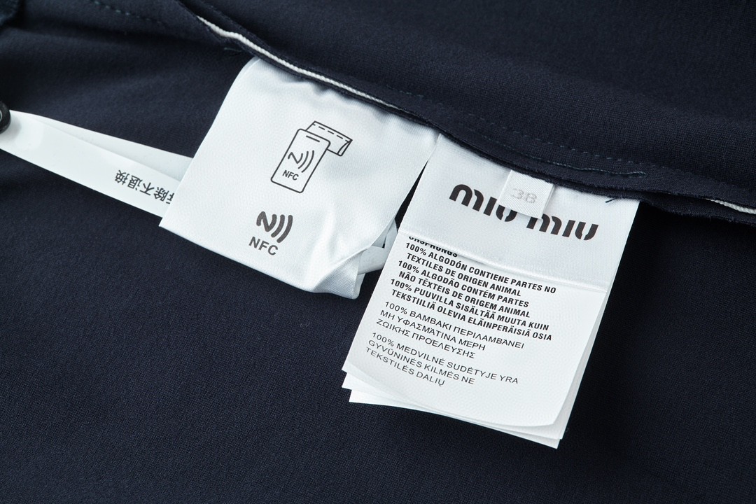 MIU MIU 缪缪 学院风字母logo刺绣拉链夹克 长袖 外套 蓝色 MMF881-148O-F0008-S-OOO