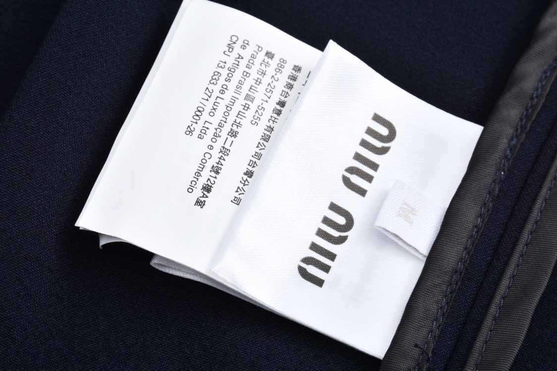 ]MIU MIU 缪缪 logo徽标拉链夹克 外套 长袖 海军蓝 ML1041-12I1-F0241-S-OOO