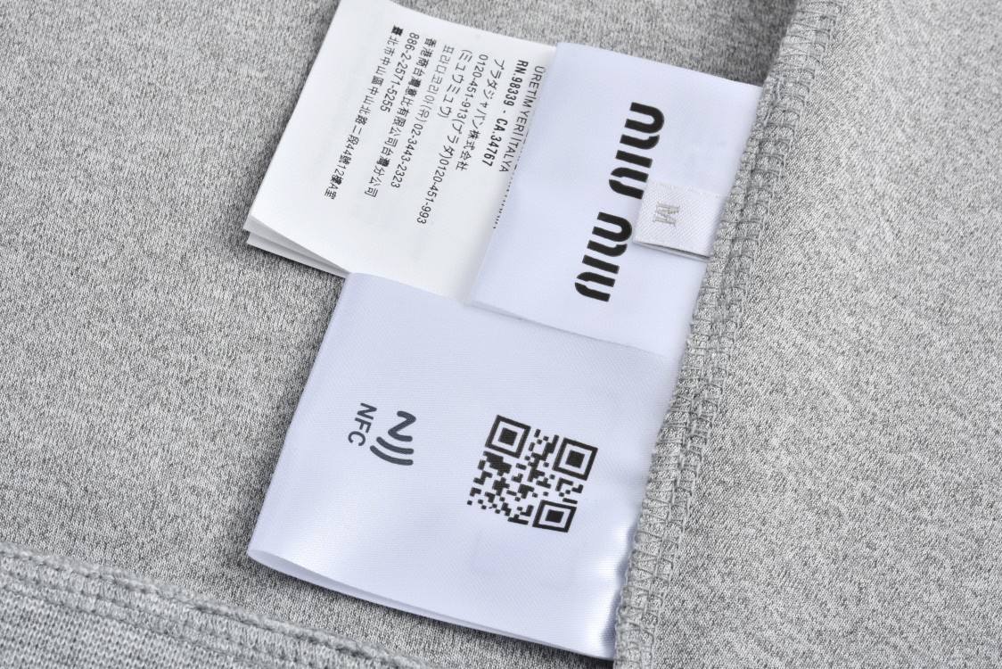 MIU MIU 缪缪 字母logo徽标拉链连帽卫衣 长袖 外套 灰色 MJL967-13TC-F0031