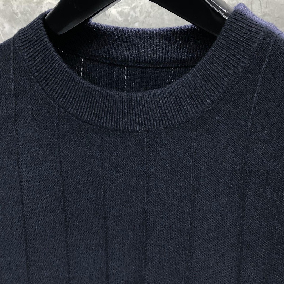 THOM BROWNE 反底坑条双袖红白蓝羊毛圆领毛衣 针织衫 长袖 灰色 白色 藏青色