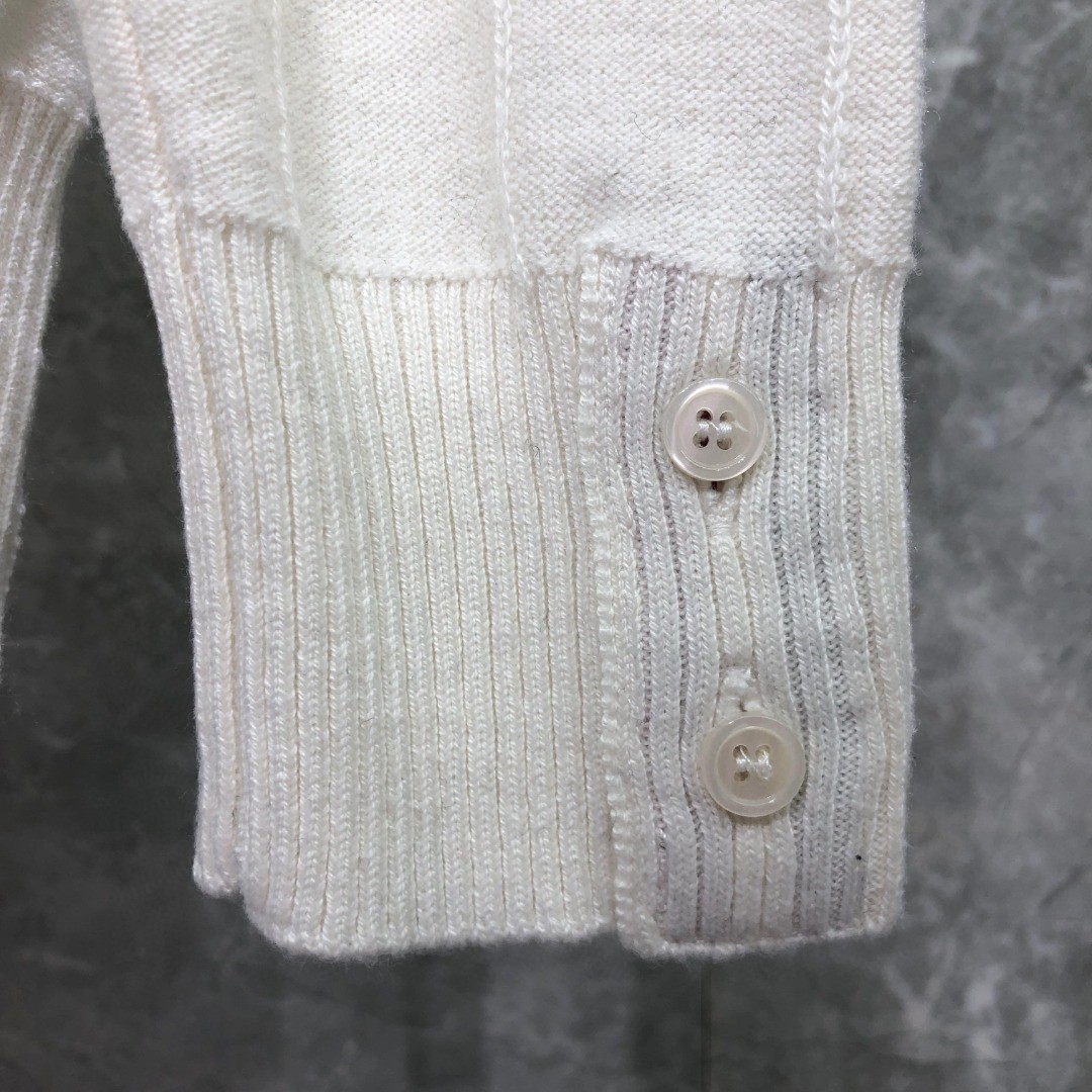 THOM BROWNE 反底坑条双袖红白蓝羊毛圆领毛衣 针织衫 长袖 灰色 白色 藏青色