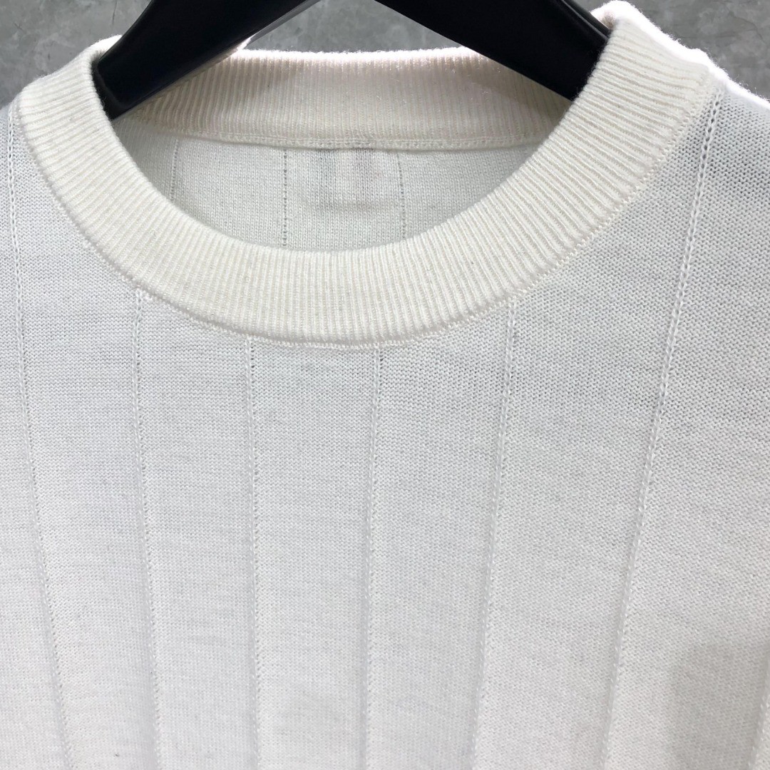 THOM BROWNE 反底坑条双袖红白蓝羊毛圆领毛衣 针织衫 长袖 灰色 白色 藏青色