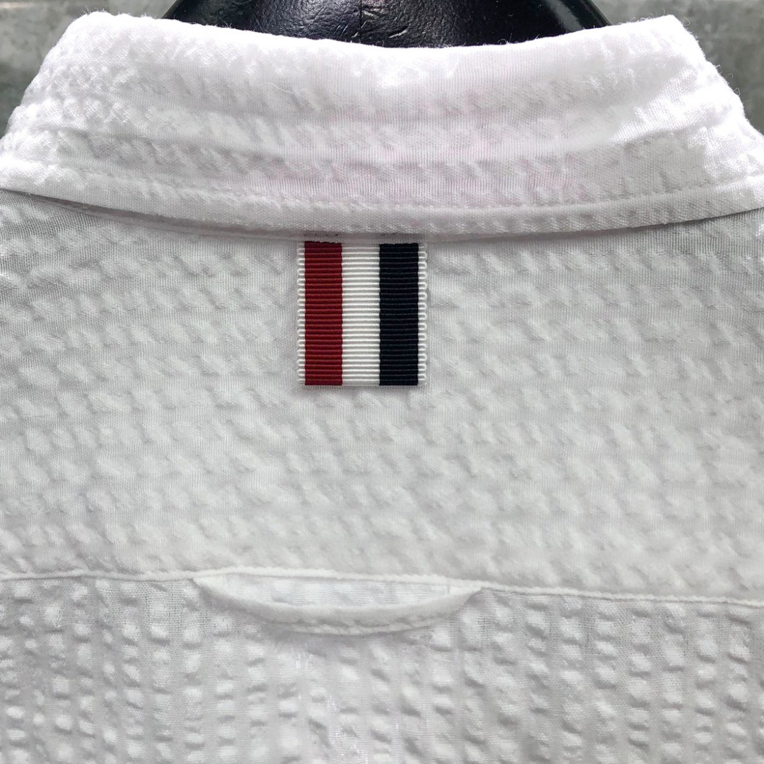 THOM BROWNE 双袖织带泡泡纱短款衬衫 外套 长袖 女款 白色