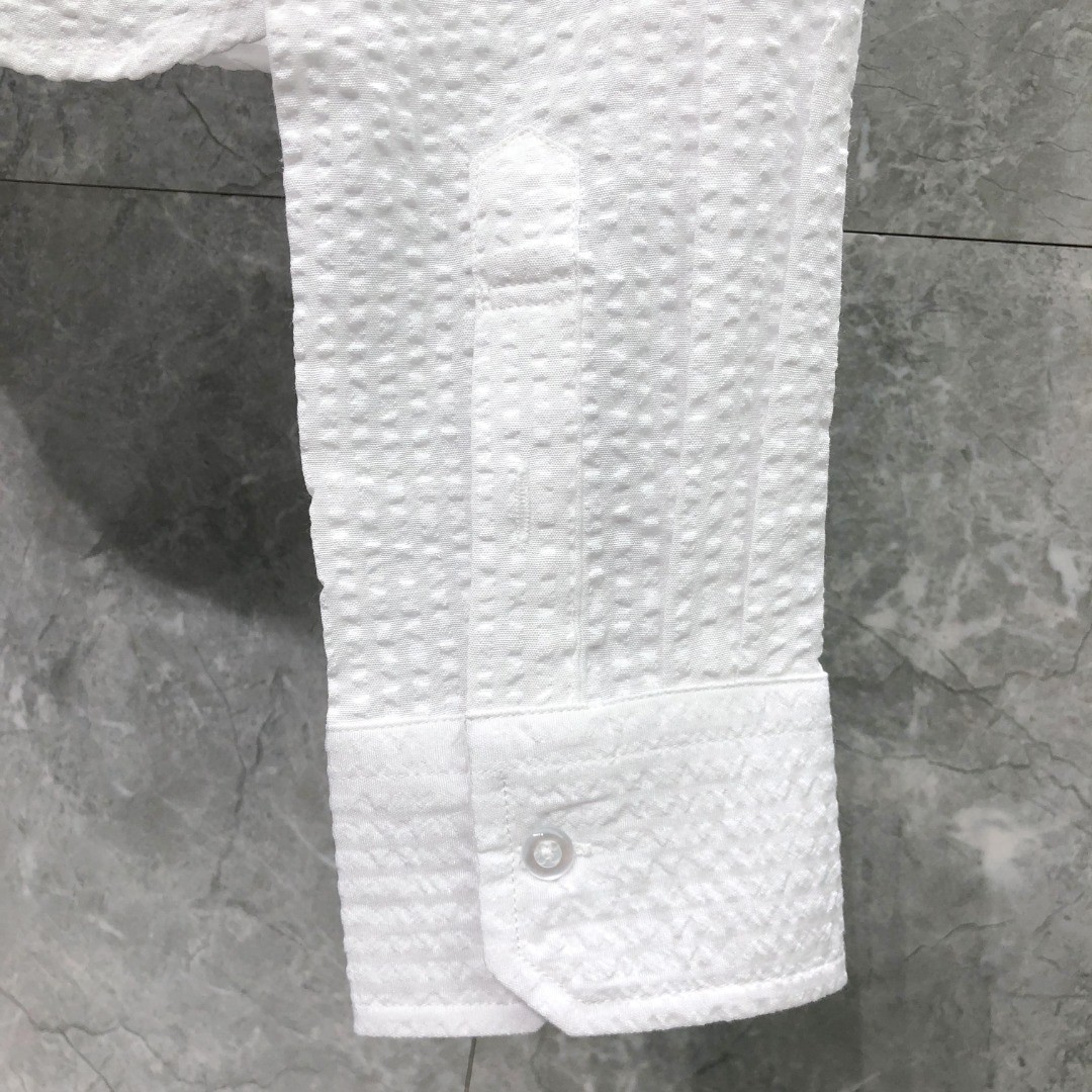 THOM BROWNE 双袖织带泡泡纱短款衬衫 外套 长袖 女款 白色