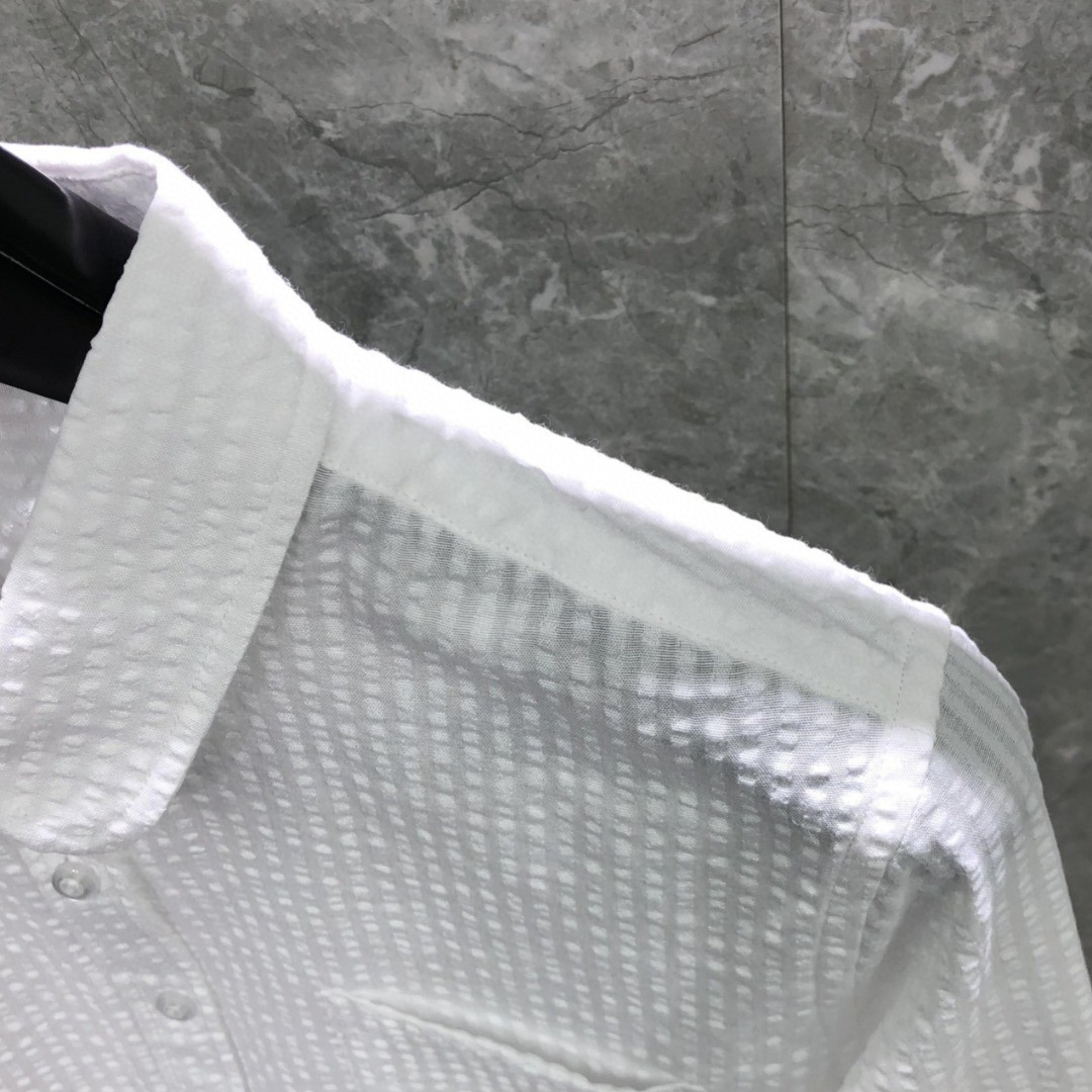 THOM BROWNE 双袖织带泡泡纱短款衬衫 外套 长袖 女款 白色