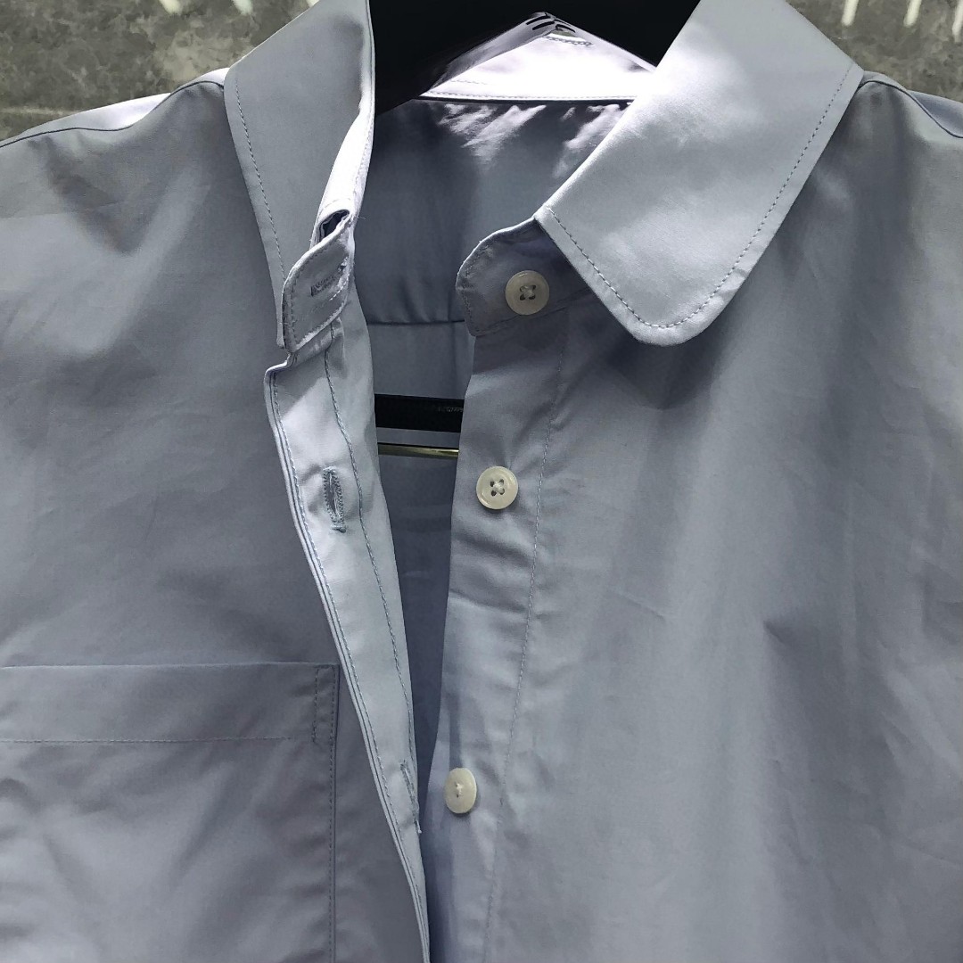 THOM BROWNE 纯色双袖织带短款衬衫 外套 长袖 女款 蓝色 白色 