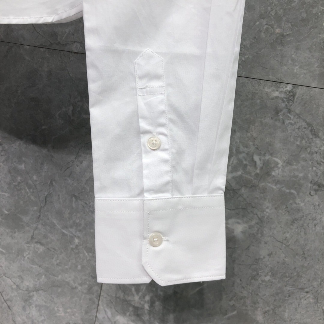 THOM BROWNE 纯色双袖织带短款衬衫 外套 长袖 女款 蓝色 白色 