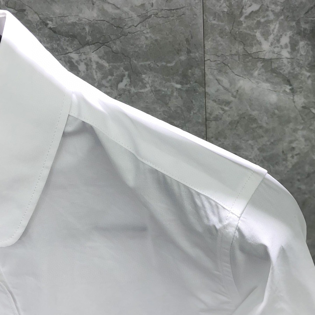 THOM BROWNE 纯色双袖织带短款衬衫 外套 长袖 女款 蓝色 白色 